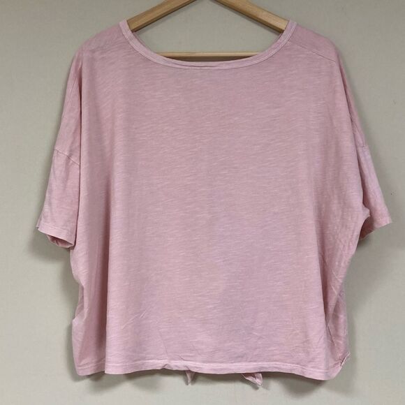 GAP Blush Pink Floral Shirt Women’s XL Top Tie Hem Flowy Relaxed Loose Fit Light - Picture 2 of 6